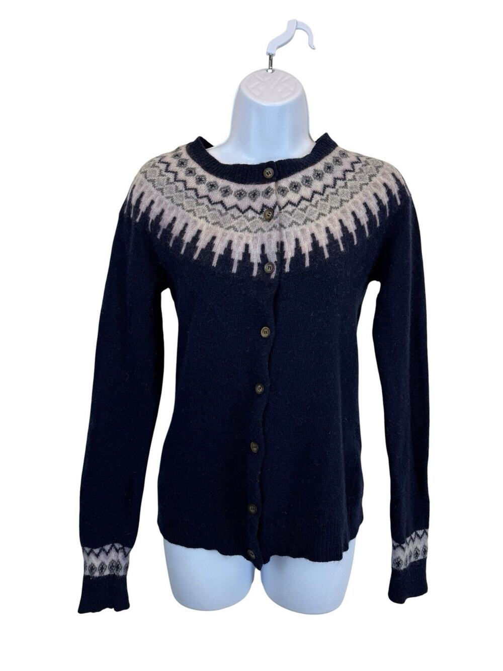 Cambridge Dry Goods Sweater Womens Medium Cardigan Wool Fair Isle Cottagecore